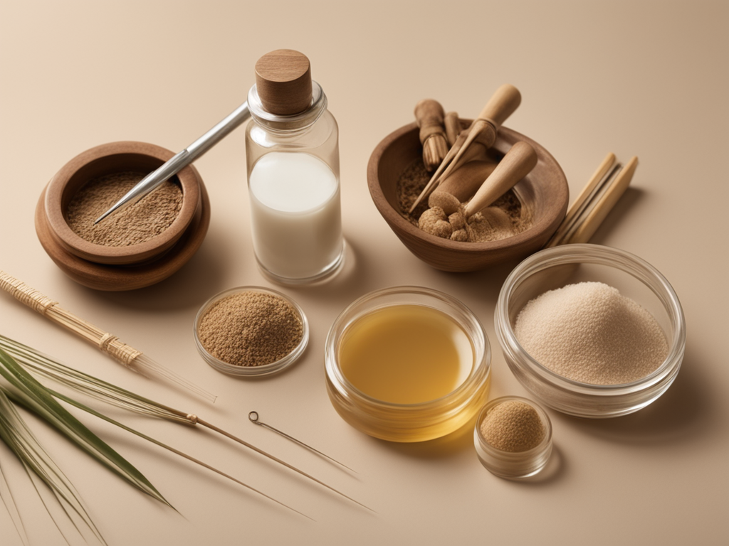 여드름 침 치료 근거 지도를 상징하는 의료 한의학 스틸라이프 이미지